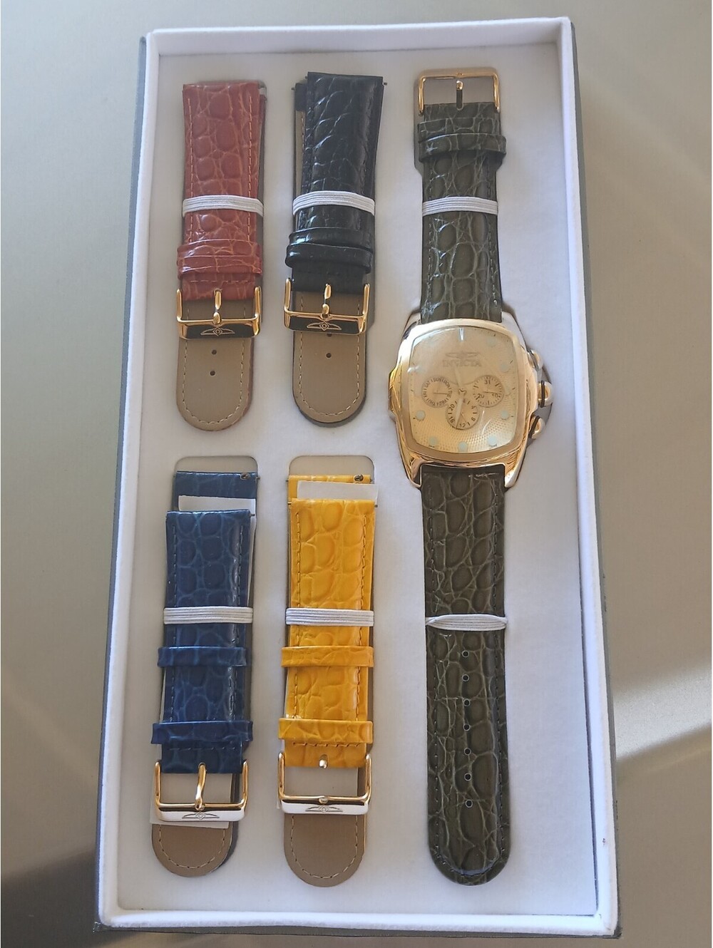 Invicta Gold tone Lupah Ltd Ed. Mod 0068 Watch & 5 Leather Bands NIB w Papers - Picture 10 of 10